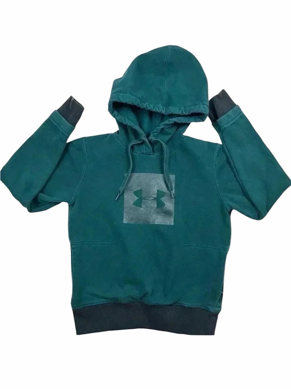 Under Armour Threadborne Green $ Black Pullover Hooded Sweatshirt‎ Size XS